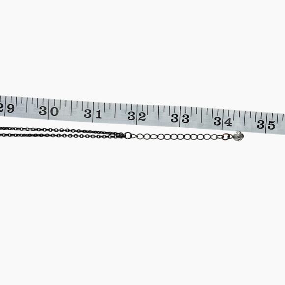 Fashion Necklace Faceted Smokey Gray Sparkly Station Beads Gun Metal 2-Strand - Picture 10 of 10